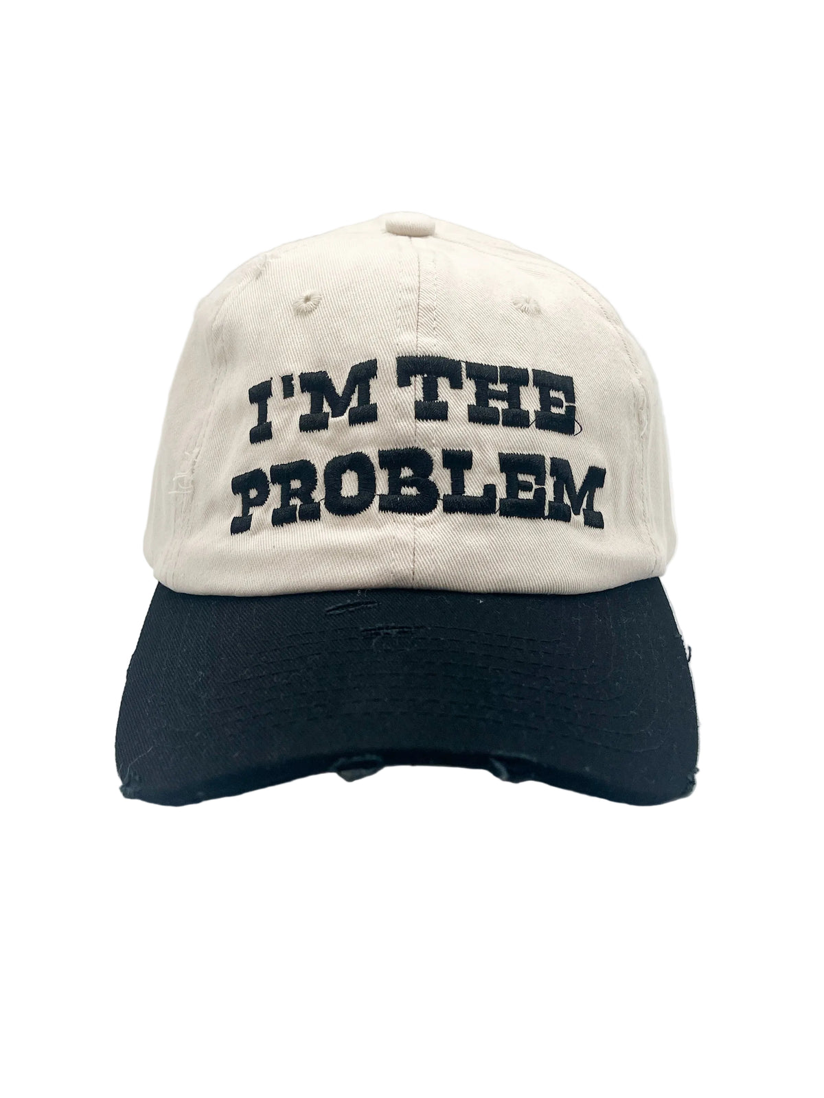 Black and white script hat