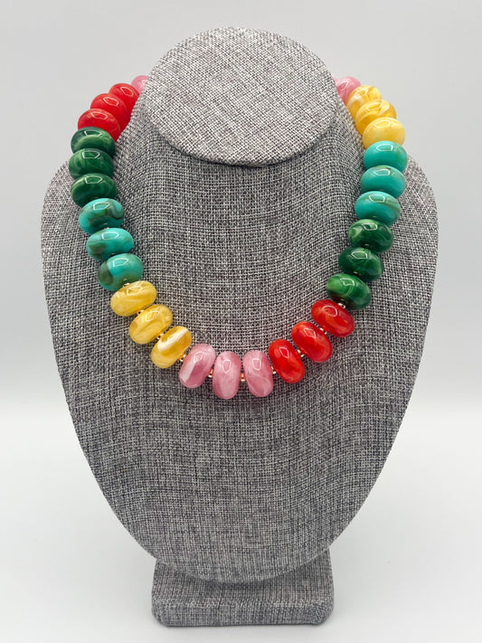 Multicolored disc necklace