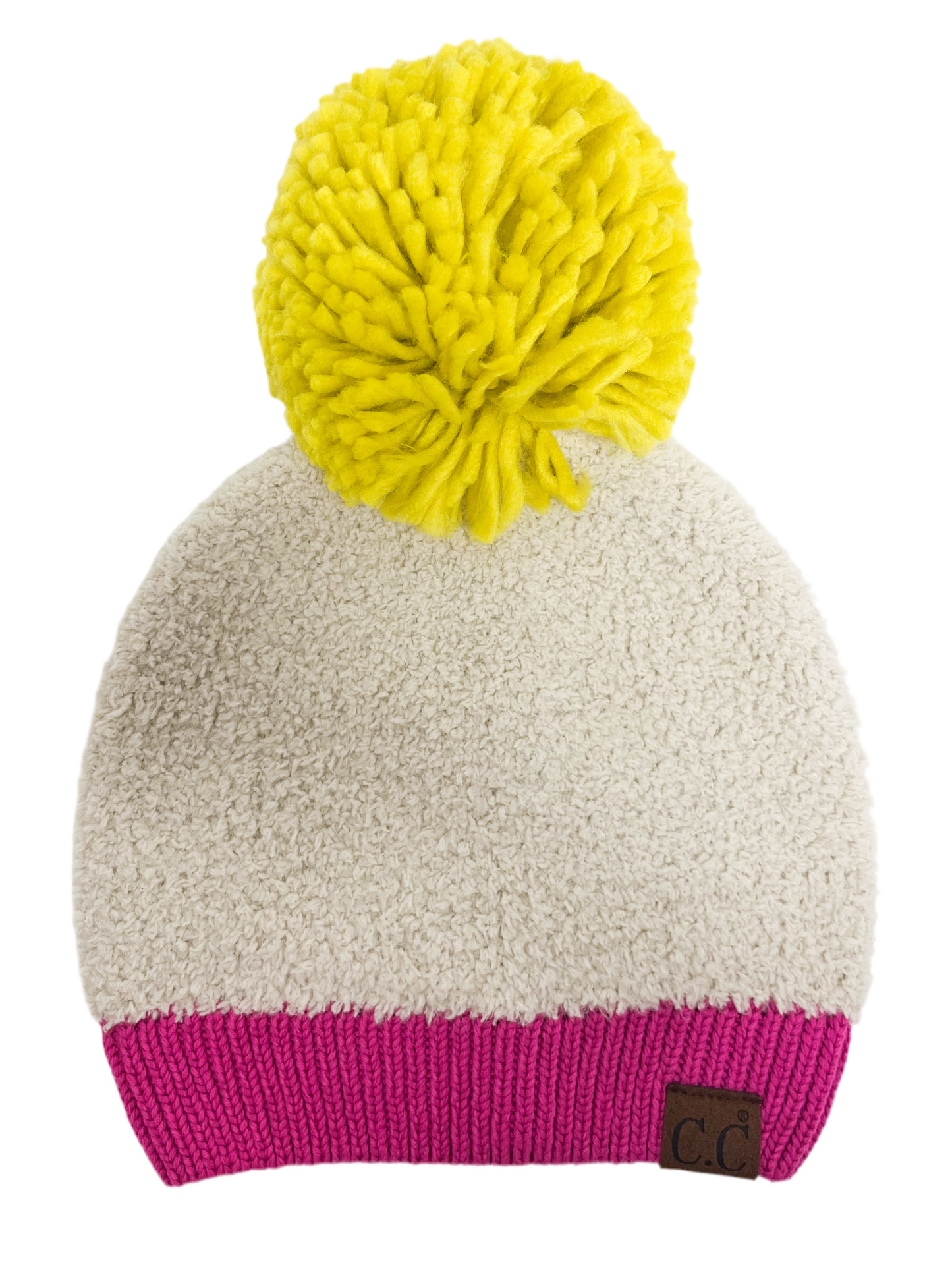 Pink Trimmed Pom Pom Hat