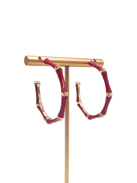 Red hoop earrings