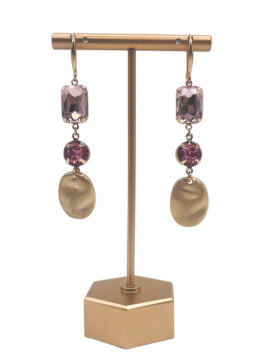 Dangle pink charm earrings
