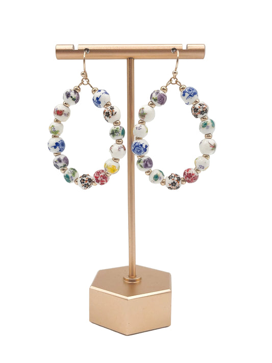 Printed oval earrings