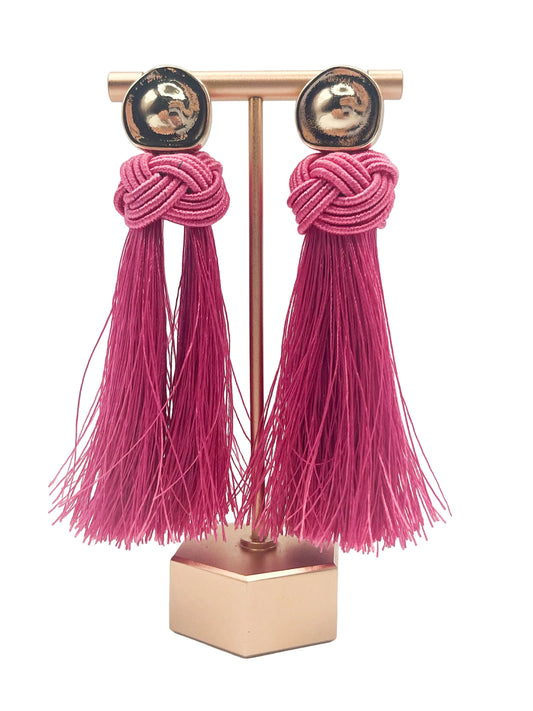 Pink tassel earrings