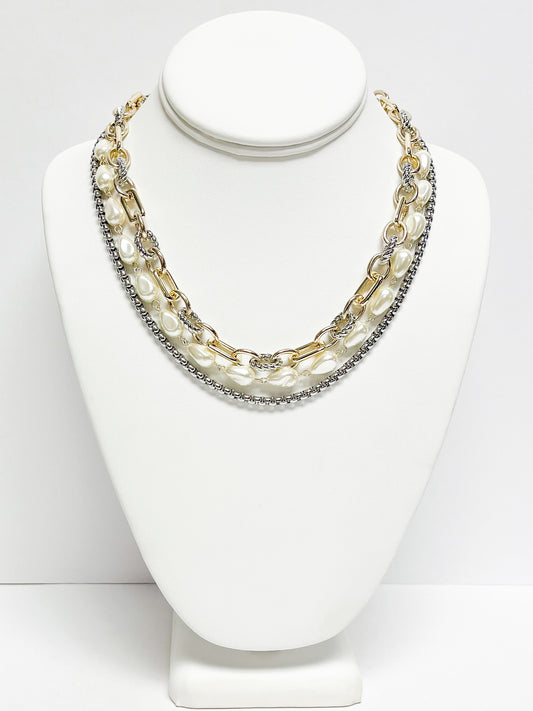 2-Tone Chunky Chain Layered Necklace