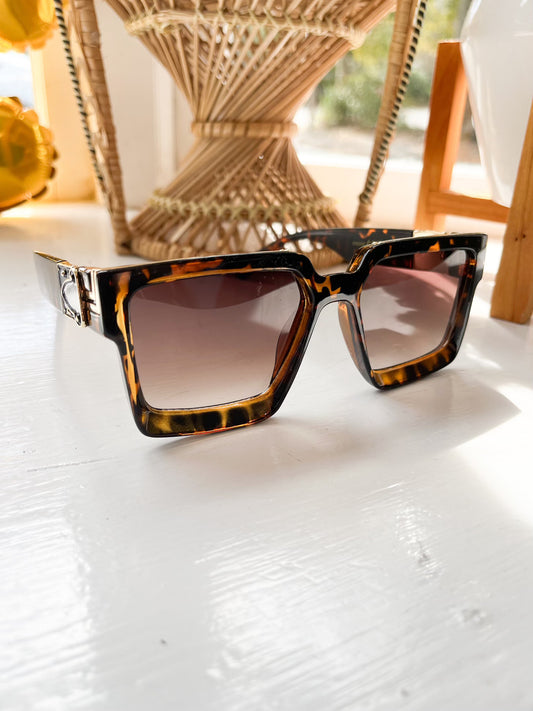 Brown Square Printed Sunglasses