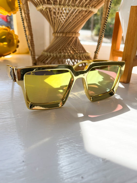Gold Square Lens Sunglasses