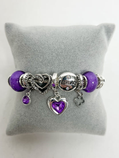 Purple charm pendant bracelet