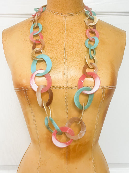 Multicolored disc chain necklace