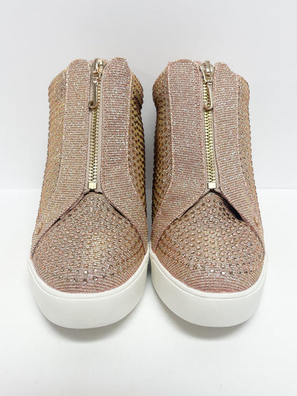 Size 9 Rose Gold Glitter Wedge Sneakers