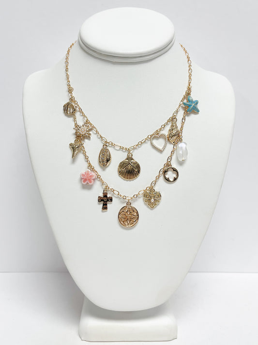 Double Layered Charm Necklace