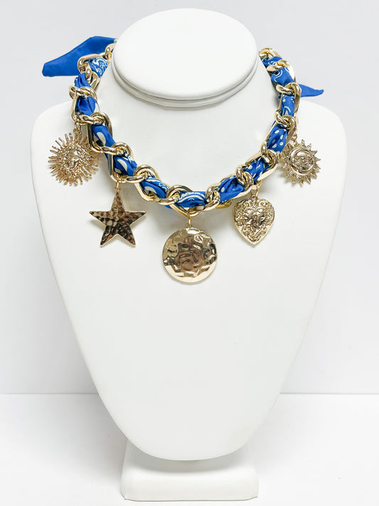 Star,Heart,Sun Bandana Charm Necklace