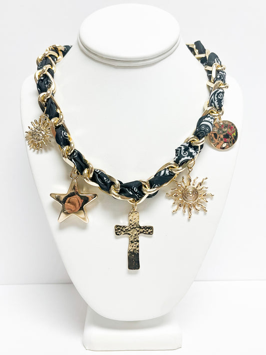 Black Bandana Charm Necklace