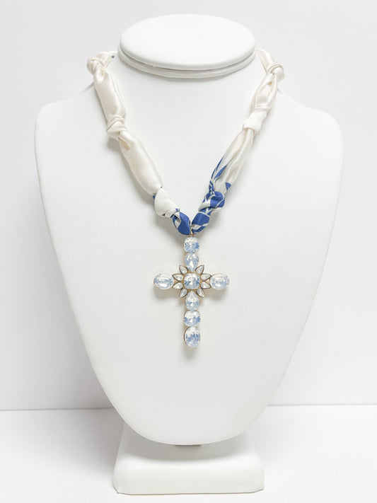 Cross Fabric Charm Necklace