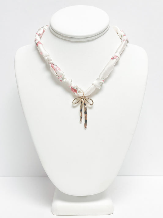 Bow Charm Fabric Necklace