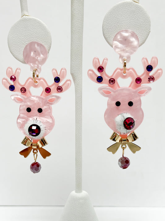 Pink Holiday Earrings