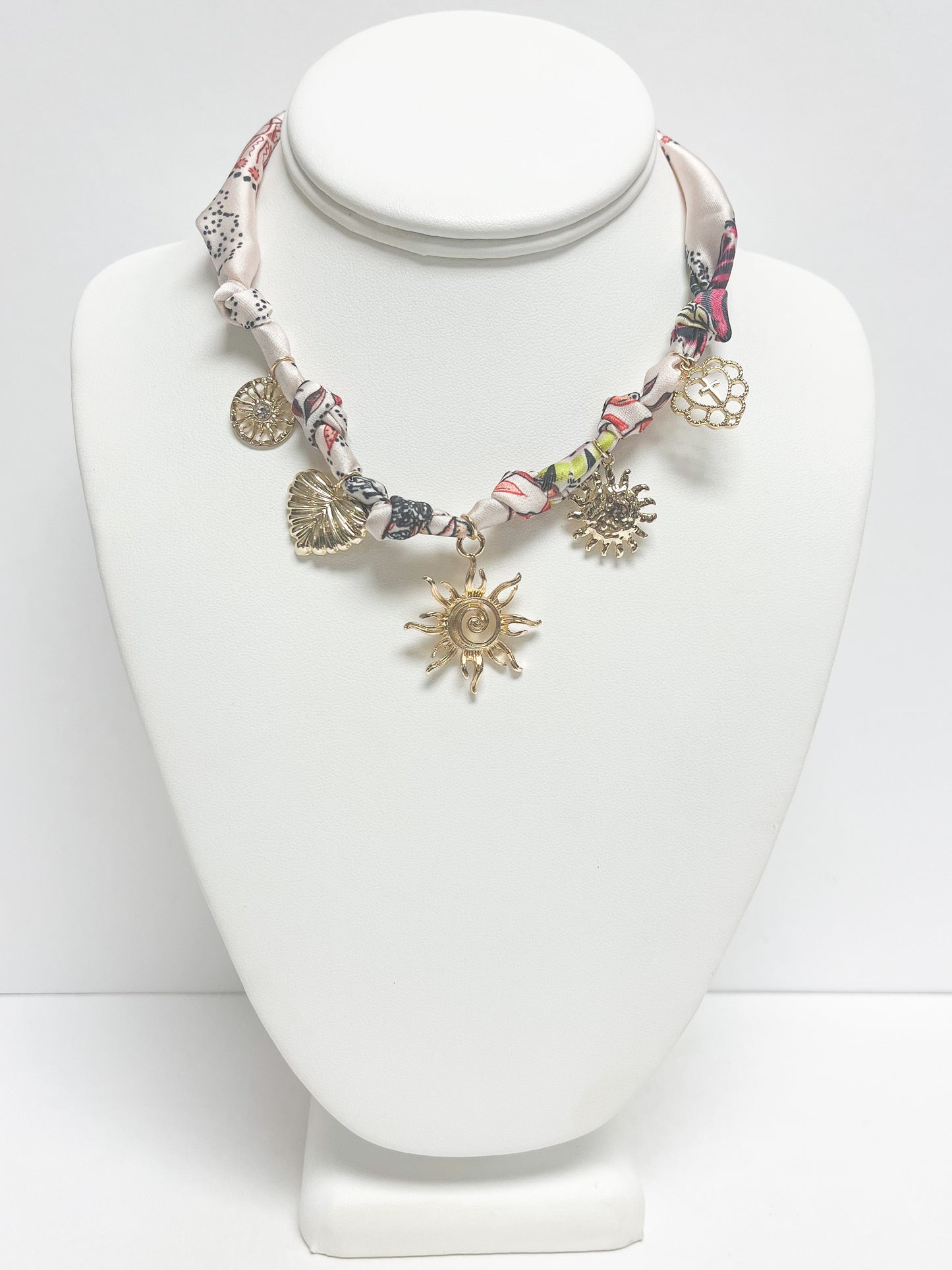 Sun & Heart Fabric Necklace