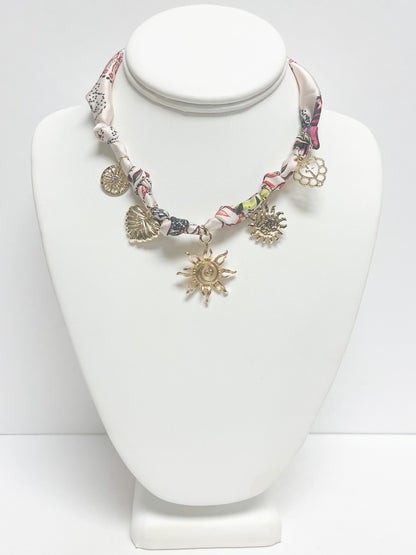 Sun & Heart Fabric Necklace