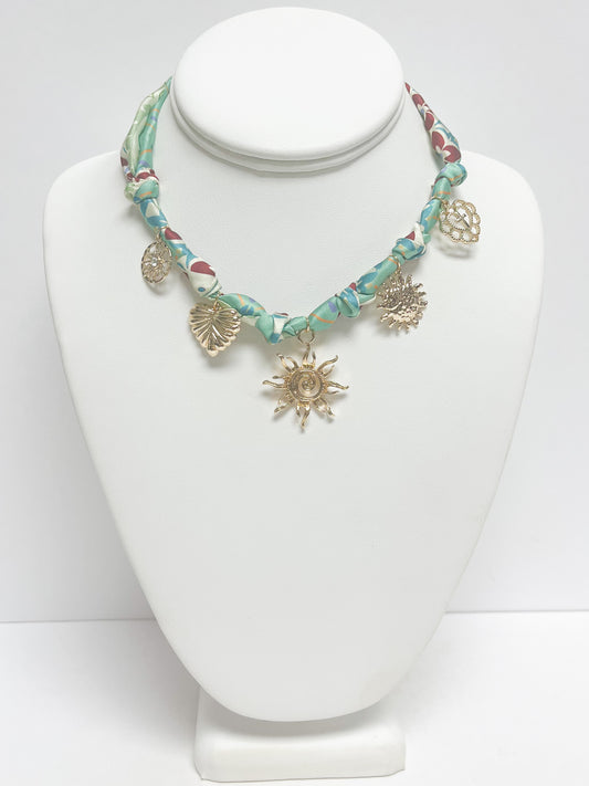 Sun & Heart Fabric Necklace