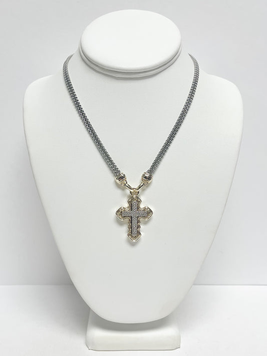 Layered chain cross necklace