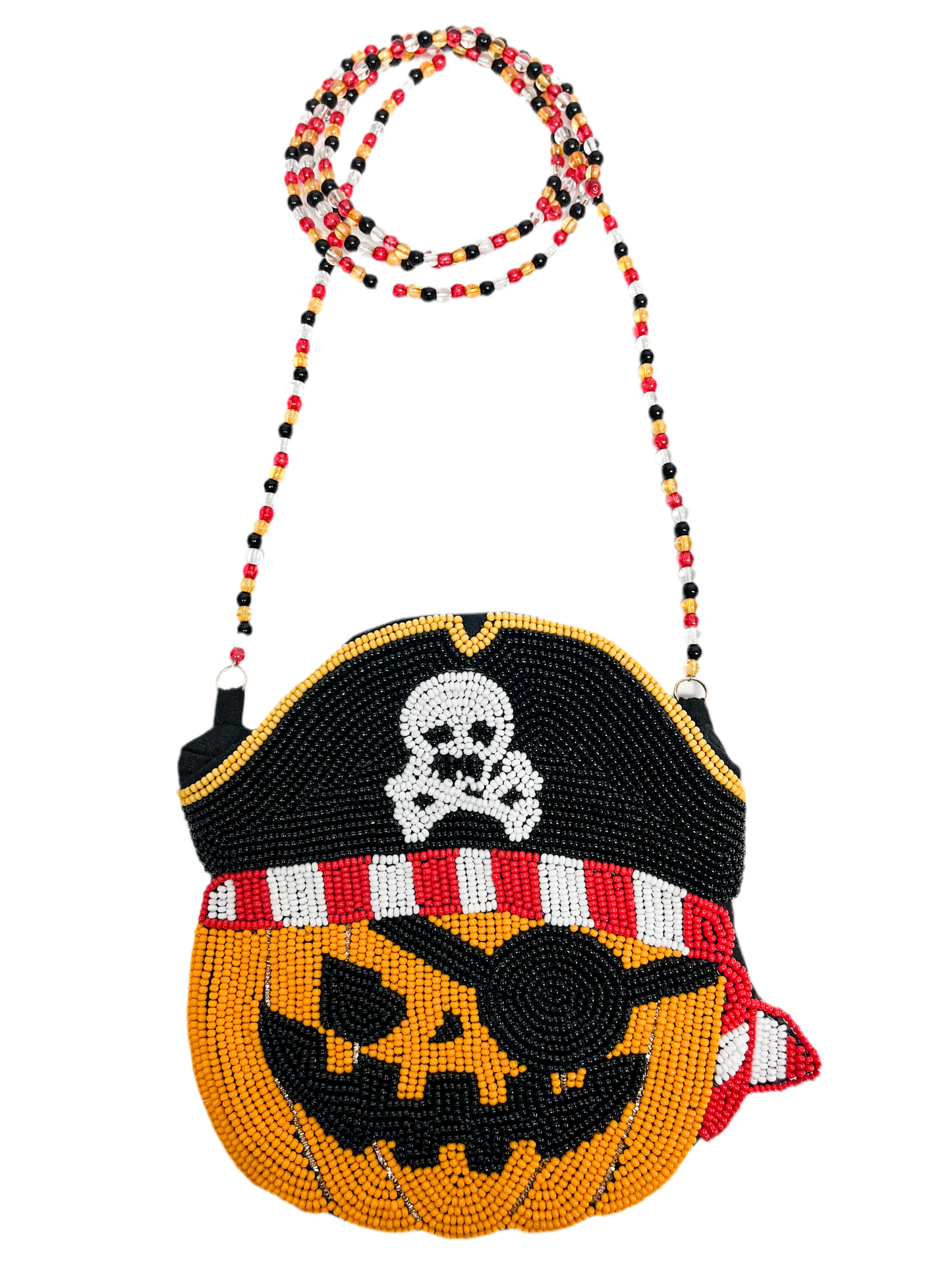 Pirate Pumpkin Beaded Crossbody Purse