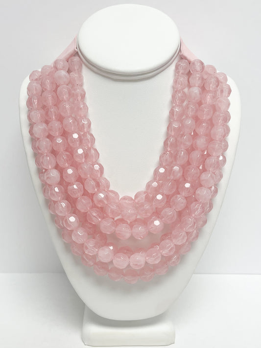 Pink Marbled Layered Magnetic Necklace