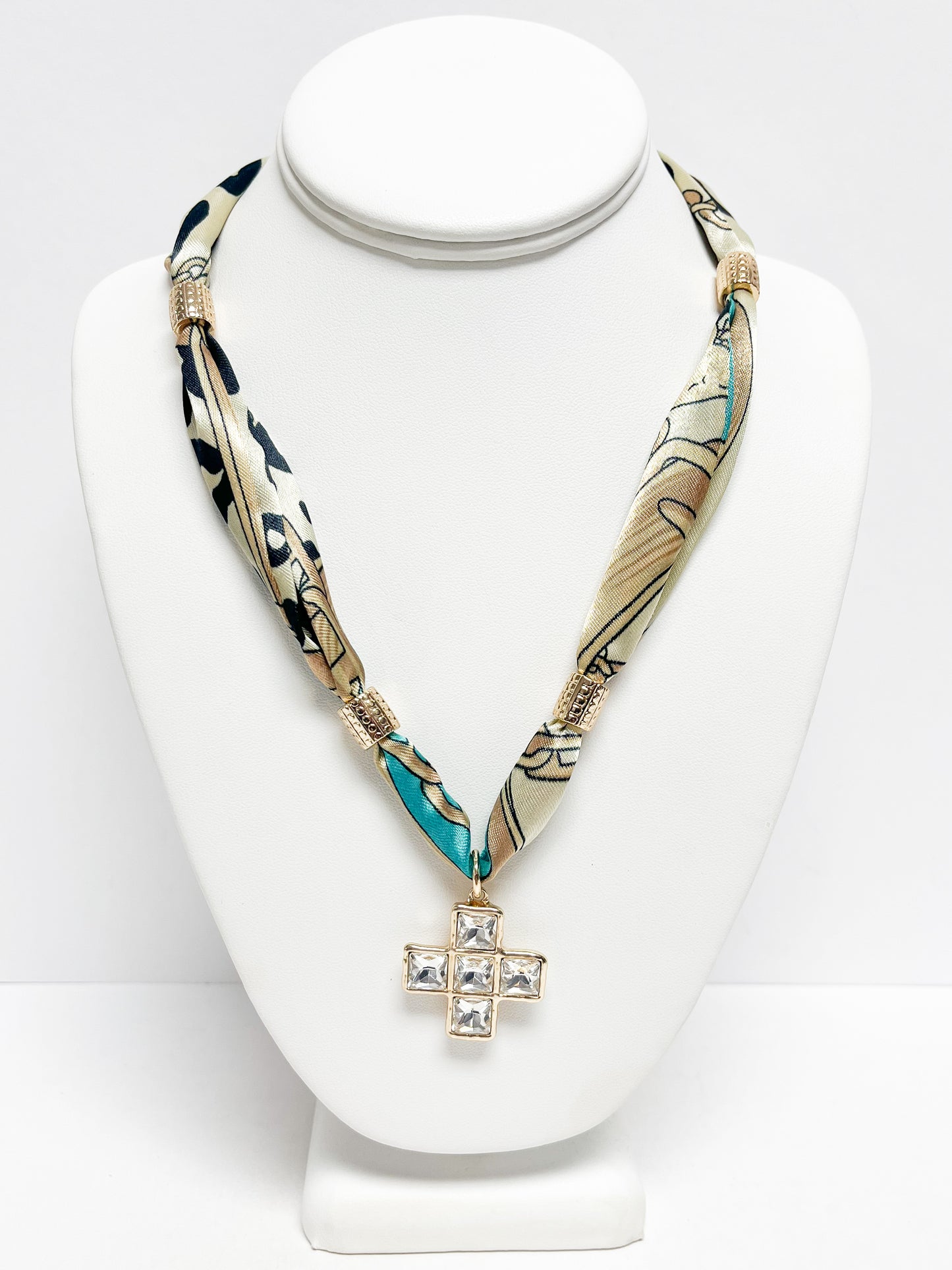 Cross Crystal Scarf Necklace