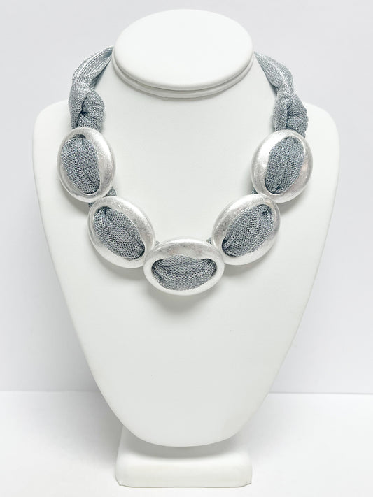 Multiple silver pendant necklace