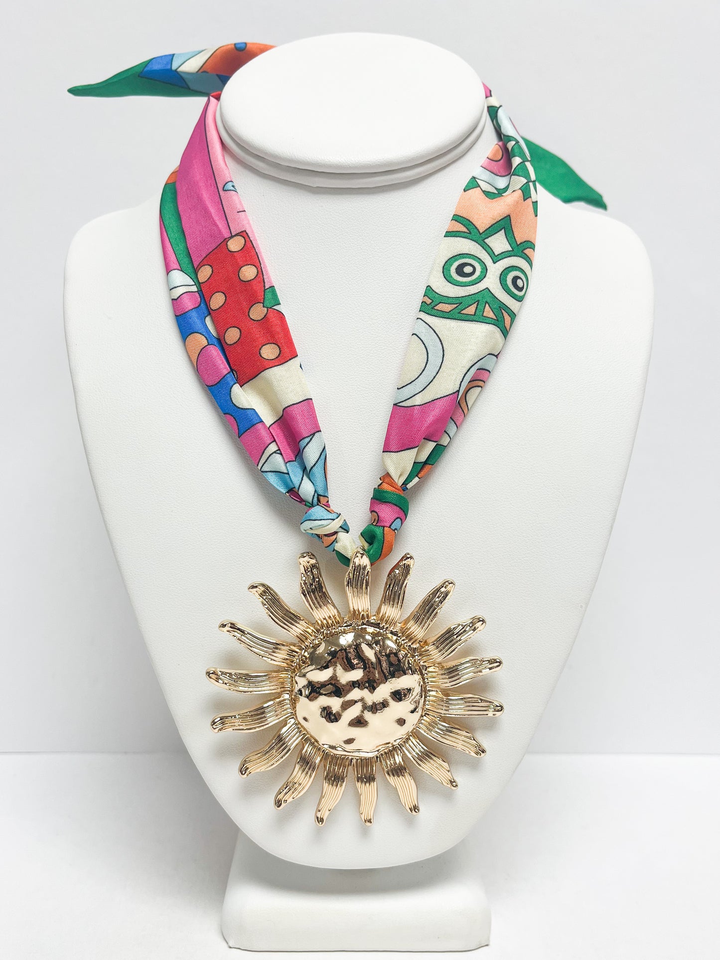 Sun pendant scarf necklace