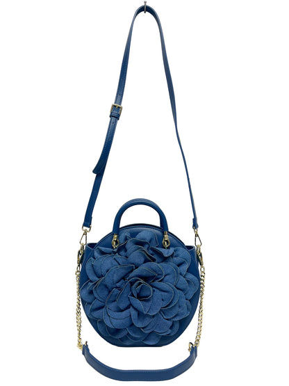 Denim ruffle purse