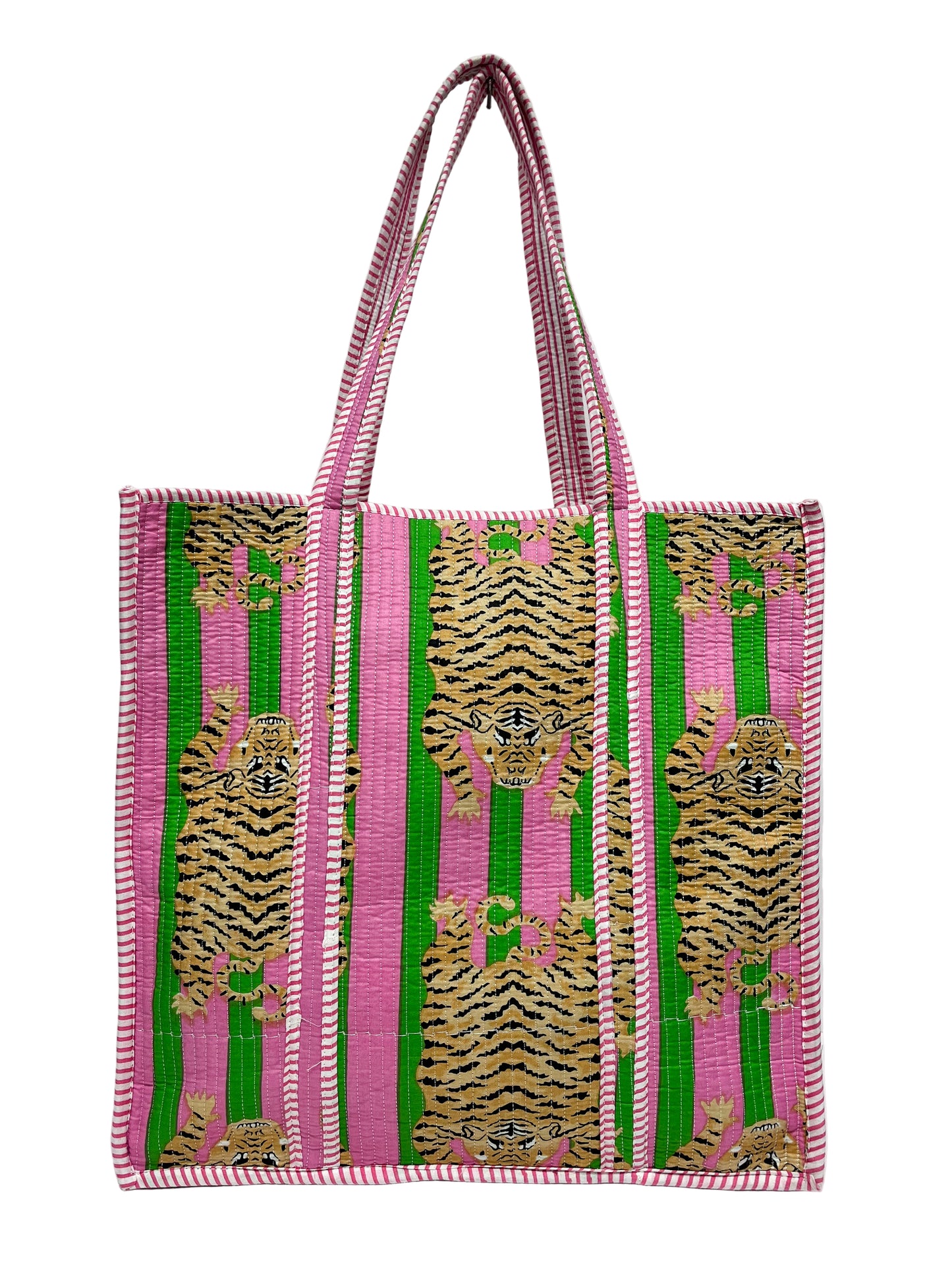 Large Pink and Green Printed tote bag