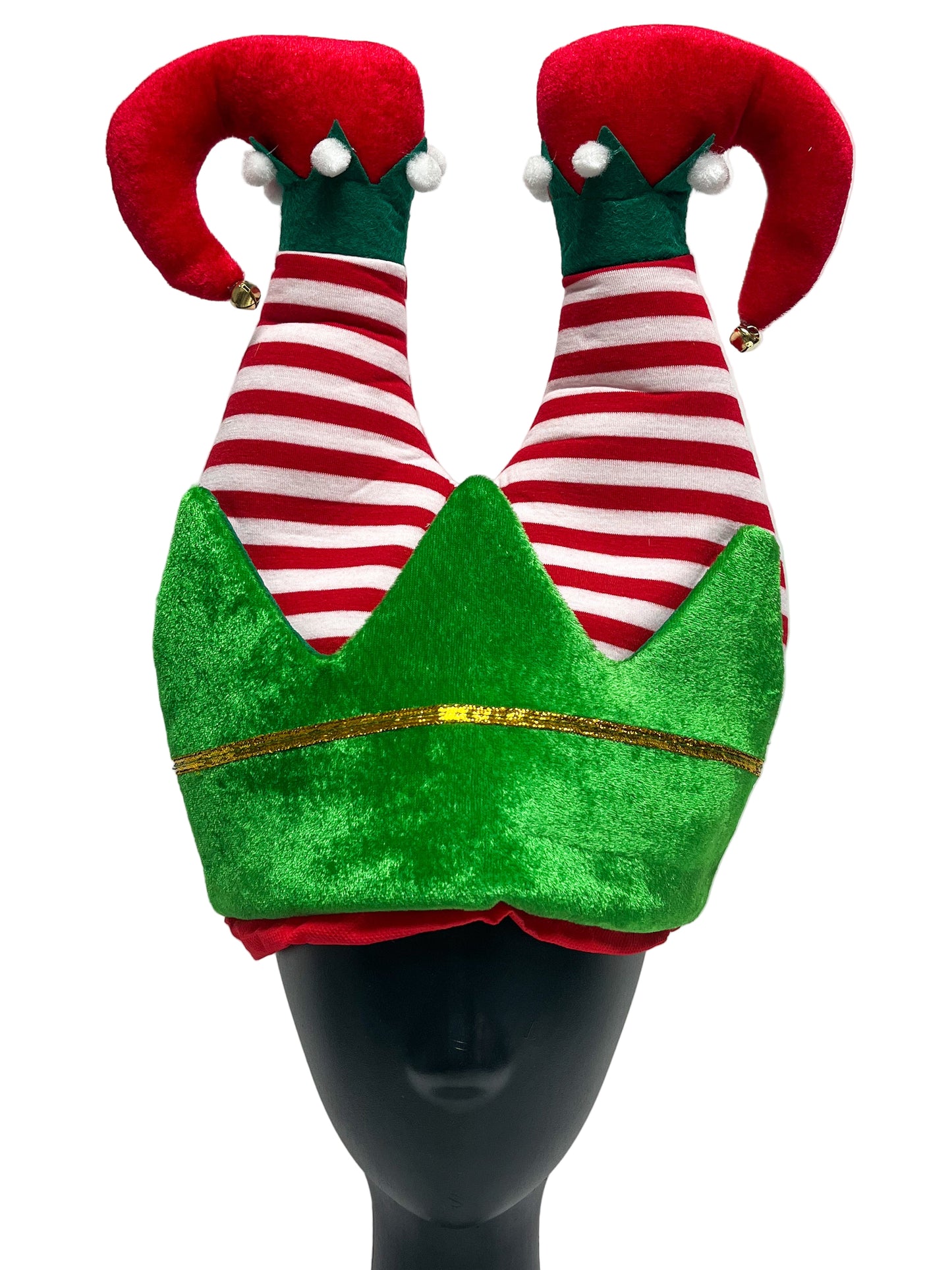 Green and striped bells hat