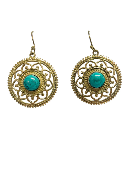 Gold Turquoise Pendant Earrings