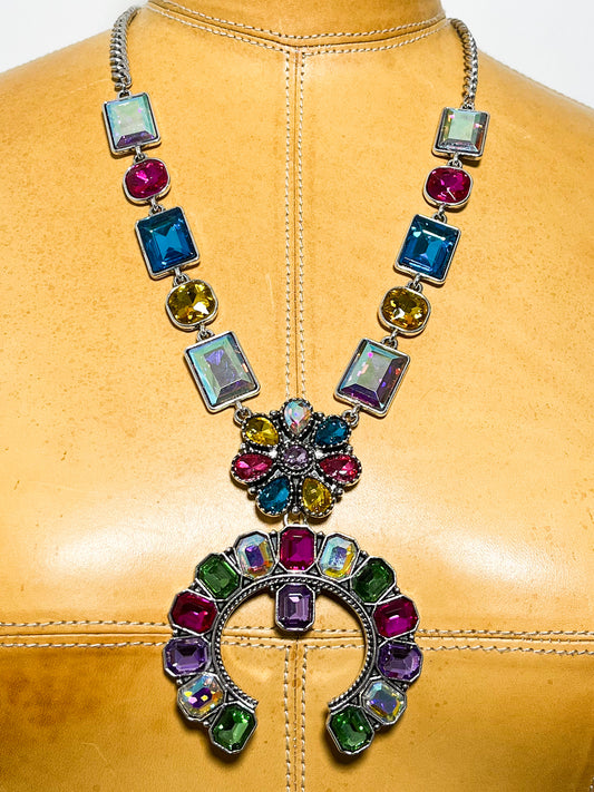 Multicolored conch shell necklace