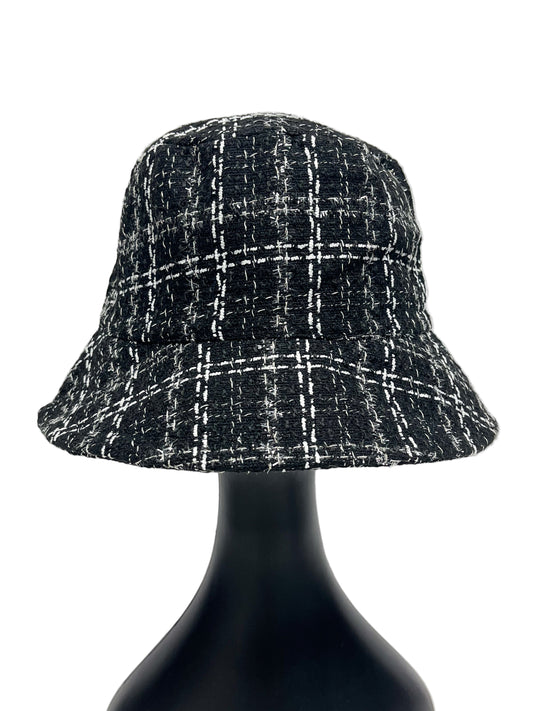 Black and white plaid bucket hat