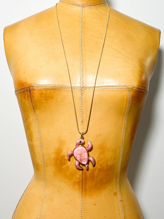 Pink pendant long necklace