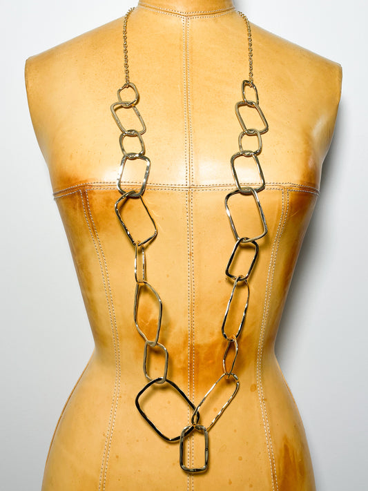 Gold Hammered Square Necklace