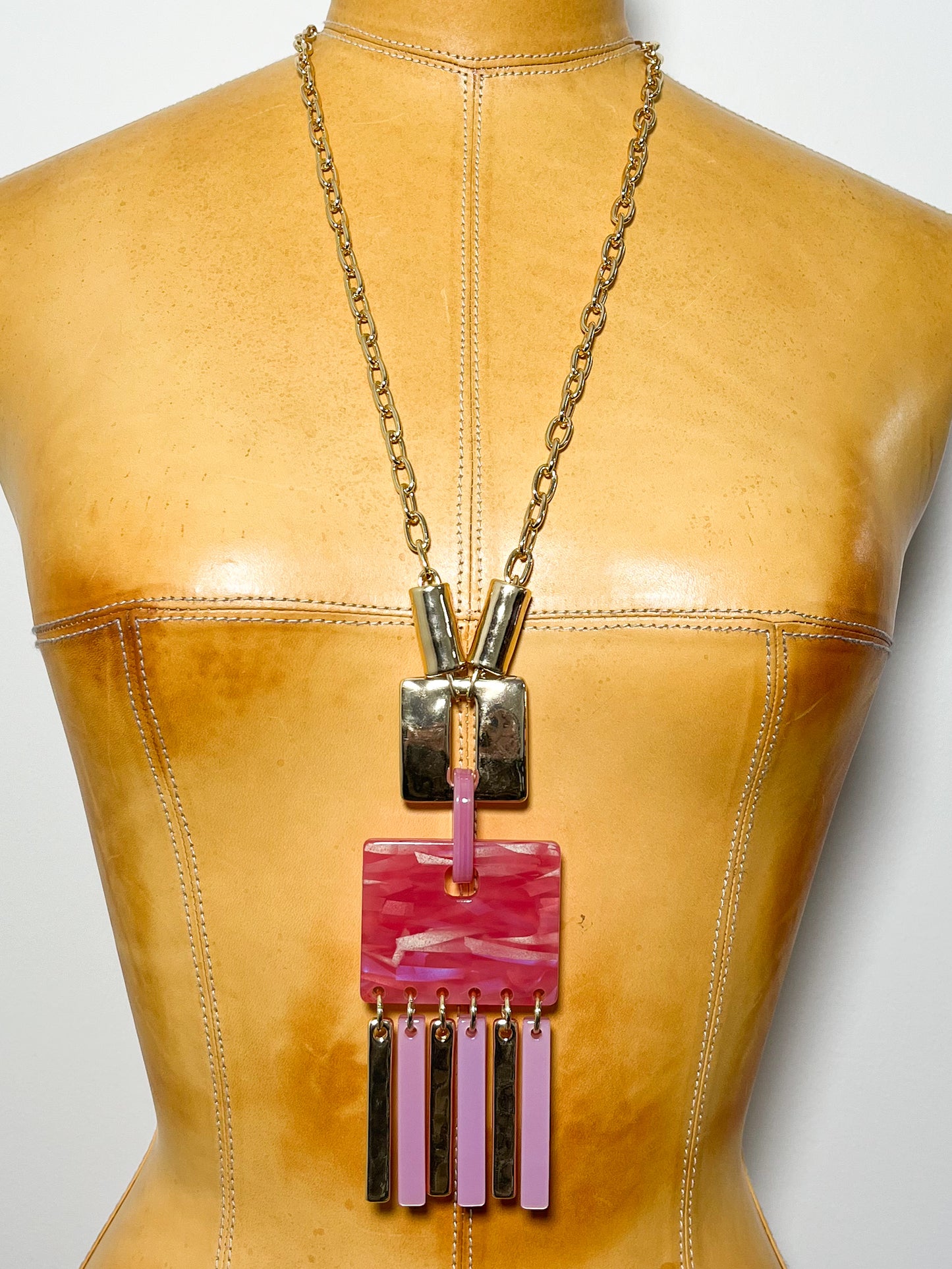 Dangle square long necklace