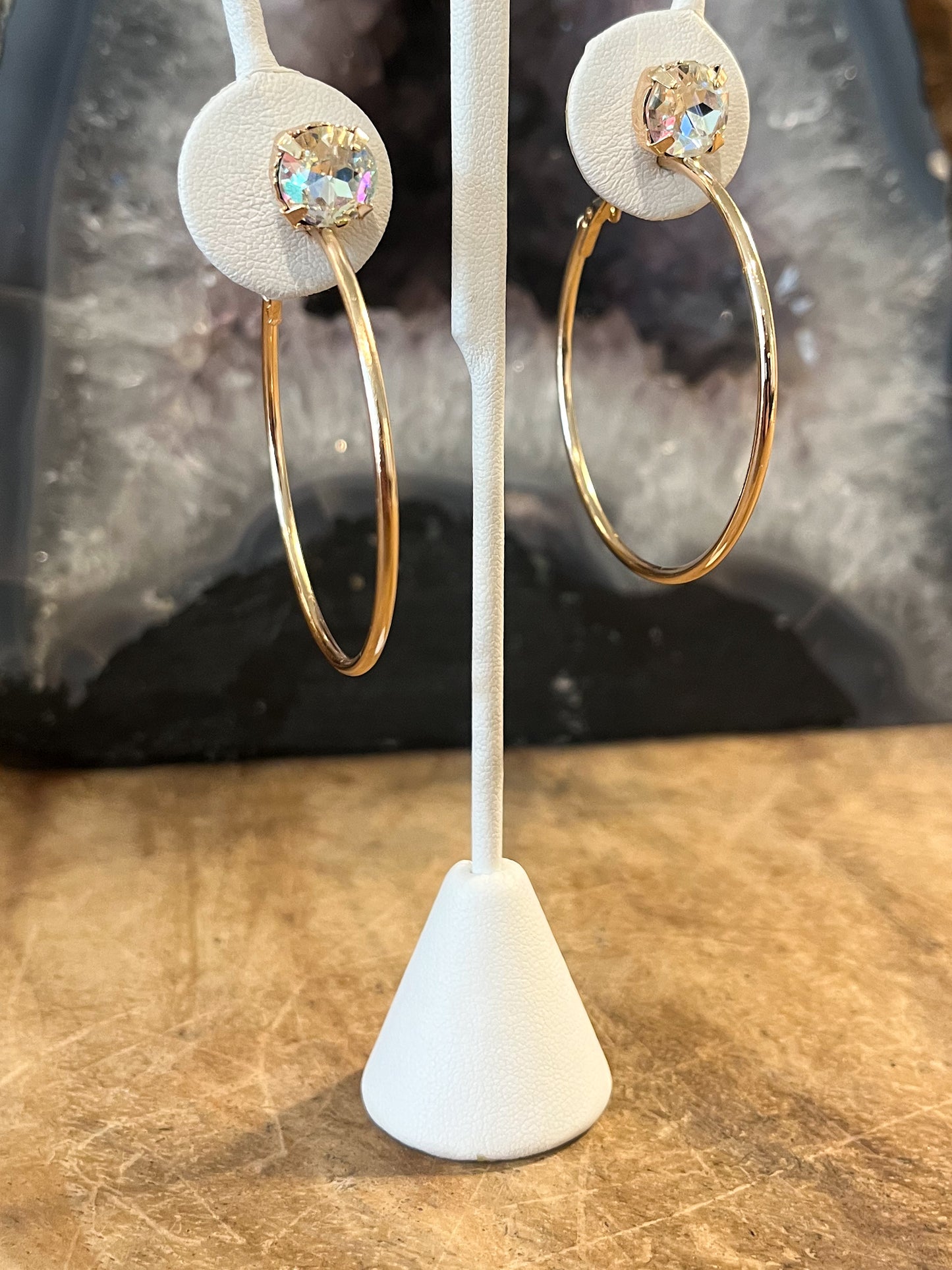 Crystal Post Hoop Earrings