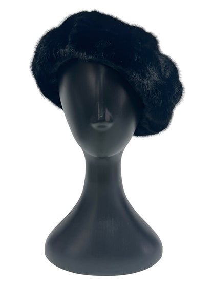 Black Fuzzy Beret Hat