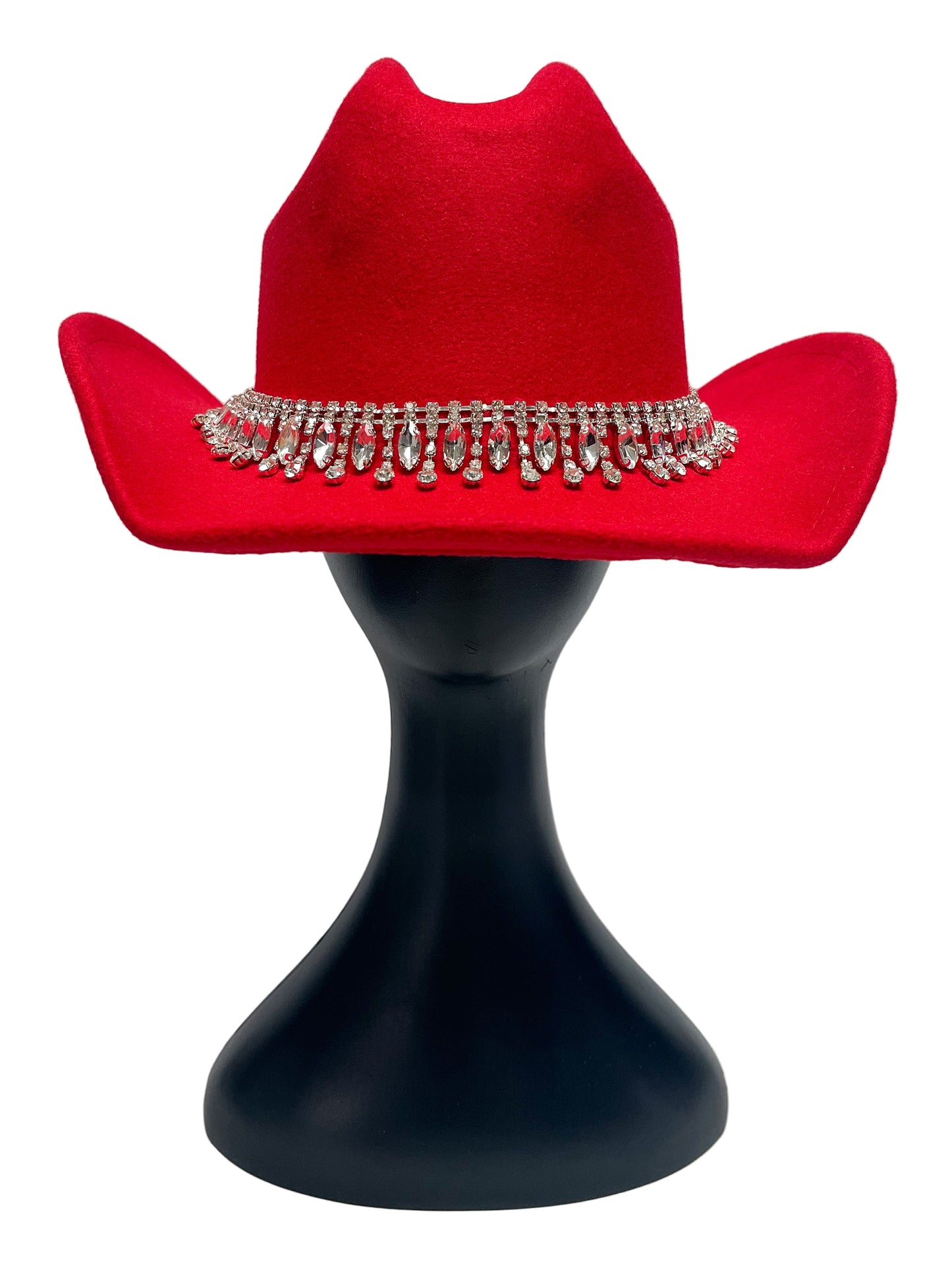 Red Crystal Brimmed Cowboy Hat
