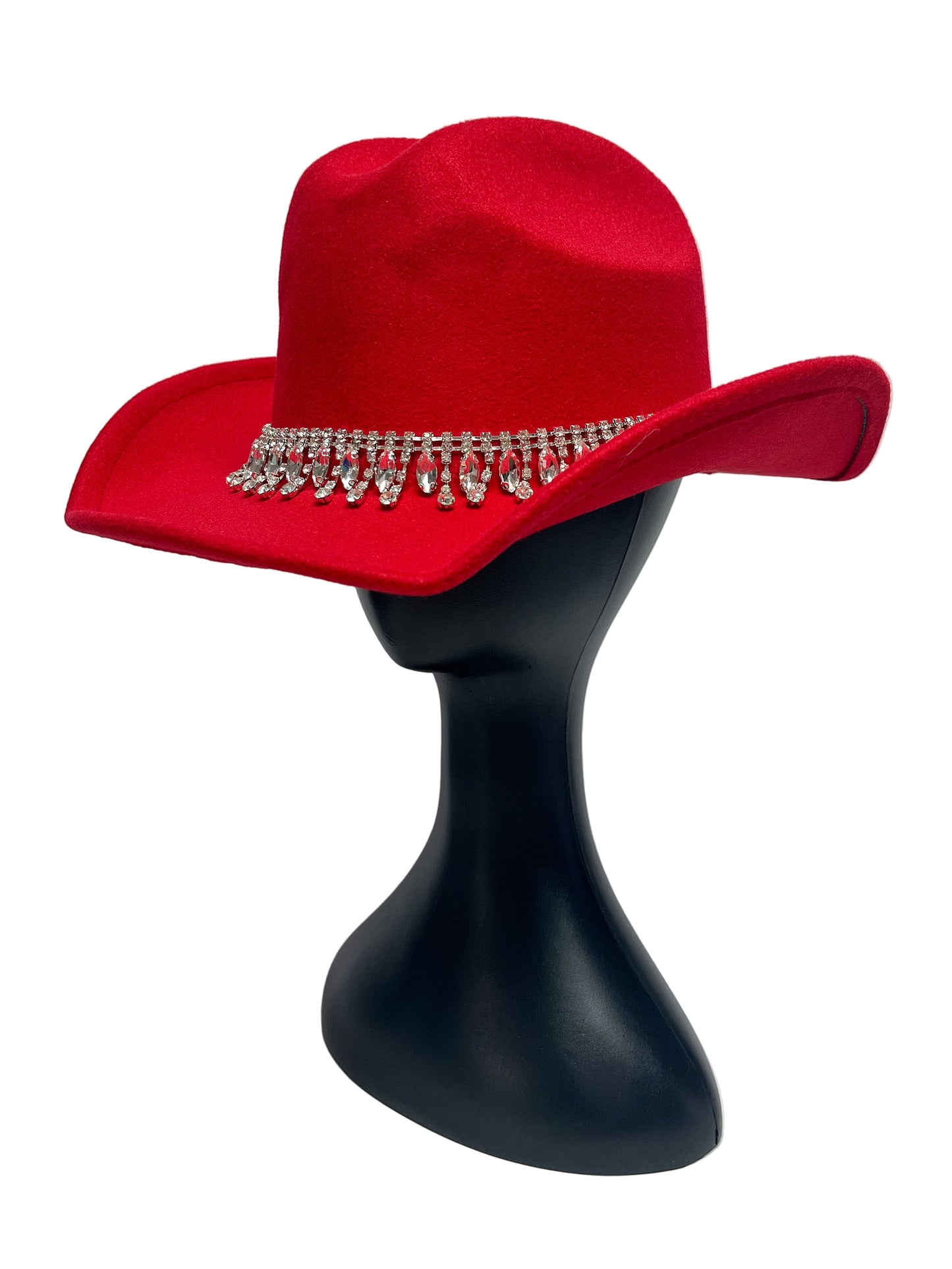 Red Crystal Brimmed Cowboy Hat
