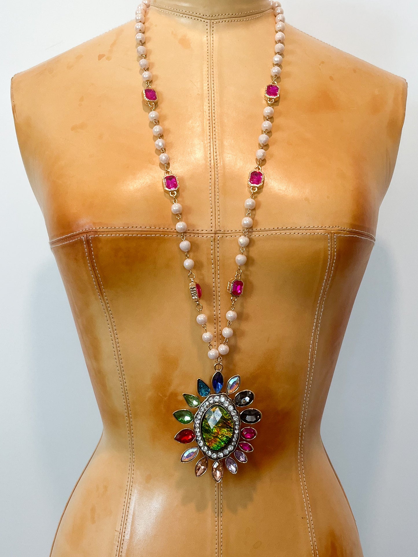 Multicolored Crystal Blossom Necklace